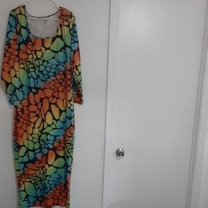 Colorful Long Sleeve Maxi Dress